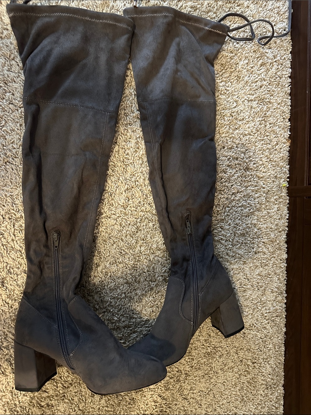 Steve Madden Dark Gray Over-the-Knee Block Heel Boots
